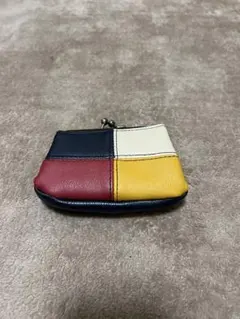 レザー製がま口コインケース　4色パッチワーク