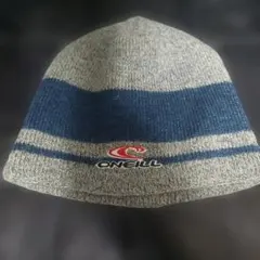 90s 日本製 O'Neill ニット帽 ビーニー グレー/ネイビー ストライプ