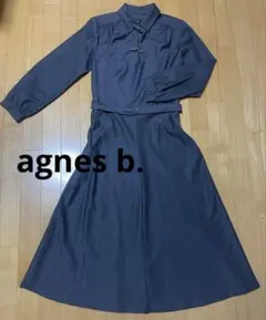 【美品】アニエスベー ロングワンピース 長袖 ベルト付き 38 ウール