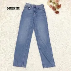 s.1224【アンドデニム】ストレート デニム ジーンズ ブルー XSサイズ相当