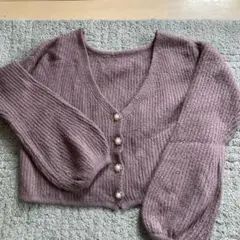 GRL Vネックリブ編みカーディガン M