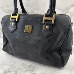 MCM エムシーエム 総柄PVC ×本革 レザー ボストン型 ハンドバッグ 黒のサムネイル