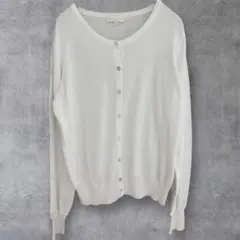 アースミュージックアンドエコロジー 定番 クルーネック カーディガン 白 M