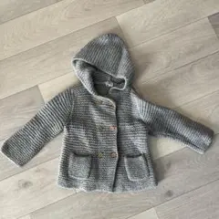 Bonton ボントン　フード付きカーディガン　アウター　グレー　ウール