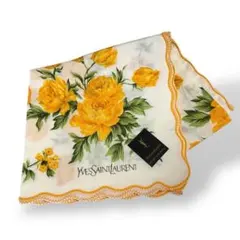 新品、未使用　 イヴサンローラン ハンカチ 花柄 イエロー 綿100