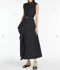 新品✨MaxMara フリル付き長袖シャツ オリーブ　グリーン　ラミー　リネン 新品✨MaxMara フリル付き長袖シャツ オリーブ グリーン ラミー リネン