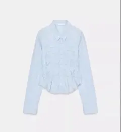 4/10 24時まで値下げ中‼️ZARA ストレッチギャザー ポプリンシャツ