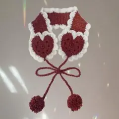 【再販】ハートのイヤーマフ 耳あて 編み物 ハンドメイド フリル ヘッドドレス