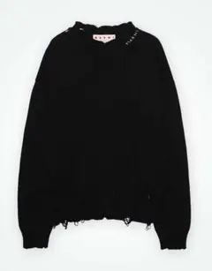 新品24AW MARNIマルニ クルーネック ダメージ ニット セーター 48黒
