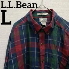 L.L.Bean【L】長袖チェックシャツ コットン メリノウール混 ビンテージ