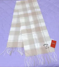 PEANUTS　スヌーピー　チェック柄マフラー　ベージュ