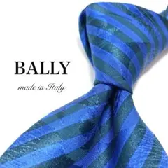 【極美品】BALLY ネクタイ 青 ストライプ 鮮やか ツヤ 透かし お洒落のサムネイル