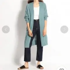 リネン混ロングカーディガン　L