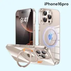 iPhone 16 Pro 用 ケース Magsafe対応 回転リング クリア
