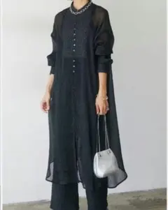 【新品】ESICA エシカ/シアードットシャツワンピース　ブラック