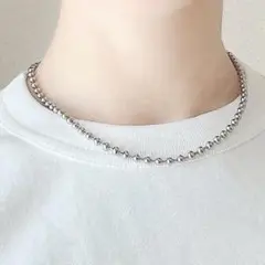新品 ボール チェーン ネックレス６mm シルバー サージカルステンレス
