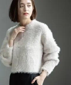 OPAQUE.CLIP シャギーショートカーディガン アイボリー