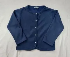キッズ　長袖 カーディガン　紺　裏起毛　110 丸首　紺
