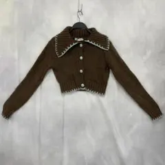 ZARA カーディガン ブラウン 長袖 クロップド丈 シンプル 無地 レディース