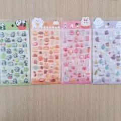 光るシール　ぷっくりシール　パンダ　猫　うさぎ　おばけ　４点セット　新品
