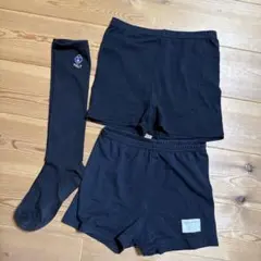 女の子150 1丈スパッツ　黒ブラック短パン　ピンクラテハイソックス　セット