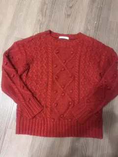 MOUSSY レッド ケーブルニット セーター