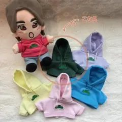 ぬい服 はぴぬい ちびぬい 着せ替え 緑パーカー フード付き 推し活
