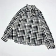 【美品】HK WORKS LONDON ボウタイリボン　チェック柄ブラウス LL