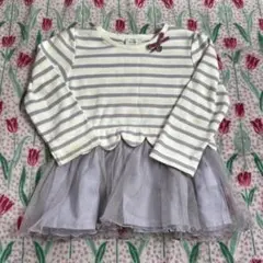 【訳あり品】any FAM ボーダー柄 長袖カットソー 100cm パープル