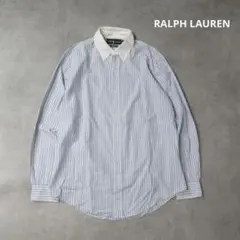 RALPH LAUREN / ボタンダウン ストライプ 長袖 シャツ L 青