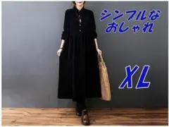 お買い得！【新品未使用】XLサイズ　コーデュロイ ワンピース ブラック