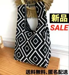 新品 春 バッグ 幾何学模様 モノクロ かばん スタイリッシュ 厚手 母の日