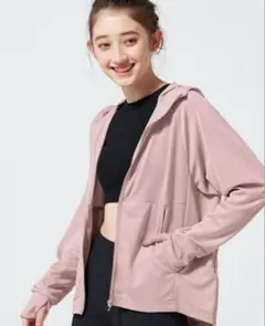 GU ピンク　パーカー　フルジップパーカー　UVカットパーカー