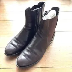 美品 ダークブラウン レザー サイドゴアブーツ