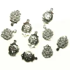 ネックレス用 花型 シルバーカラー 14mmクラスップ　１０個セット