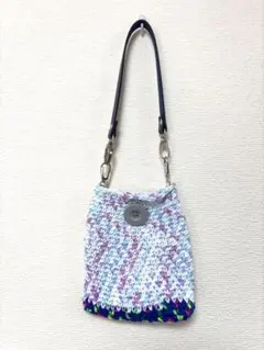 ハンドメイド 多色編みポシェット