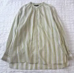 美品✨トゥモローランド シルク リネン混 バンドカラー ブラウス シャツ 黄緑