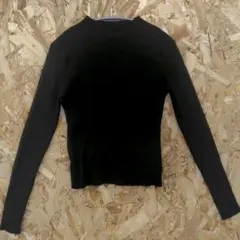 GRL ブラック リブ編み 長袖セーター