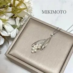 24795✨ミキモト アコヤパール コサージュ ブローチ シルバー 5珠 刻印