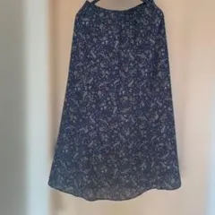 GU ネイビー 花柄 フレアスカート L