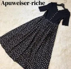 美品　アプワイザーリッシェ　スカラＶネックドッキングワンピース　ブラック　黒