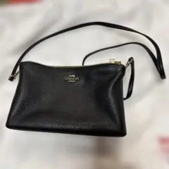 価格値下げ　COACH 黒 レザーショルダーバッグ