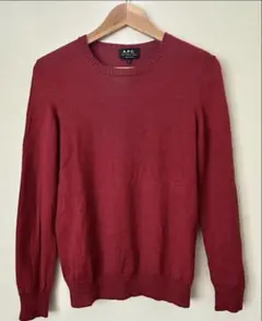 A.P.C.赤ニット　毛×絹　クルーネックニット