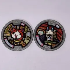 【美品】妖怪ウオッチ ジバニャン コマさん 銀フレームメダル ホロ レア