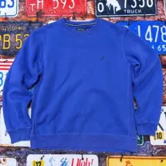 NAUTICA スウェット トレーナー ブルー M クルーネック 古着