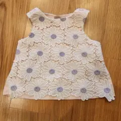 美品 petit main 花柄レースタンクトップ 90