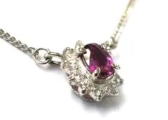 【美品】 PT850 プラチナ ダイヤ取巻き ルビー 0.31ct ネックレスのサムネイル
