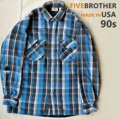​90s USA製 FIVE BROTHER キルティング ネルシャツ XL相当