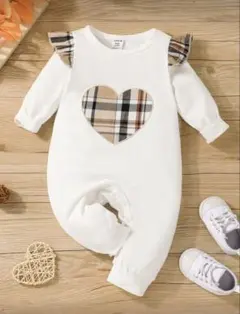 SHEIN ハート型チェックロンパース