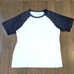 UNIQLO エアリズム 半袖Tシャツ L ホワイト/ネイビー